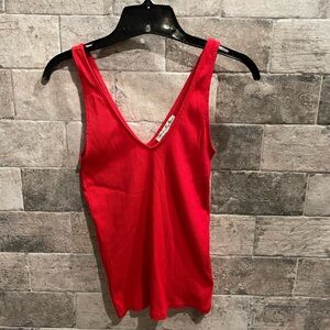 ❤️ EXPRESS RED RIBBED VNECK TANK TOP SIZE XS